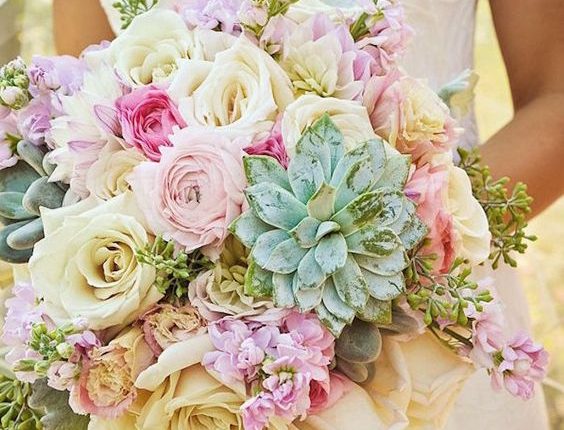 Beautiful wedding bouquet filled with pastel florals