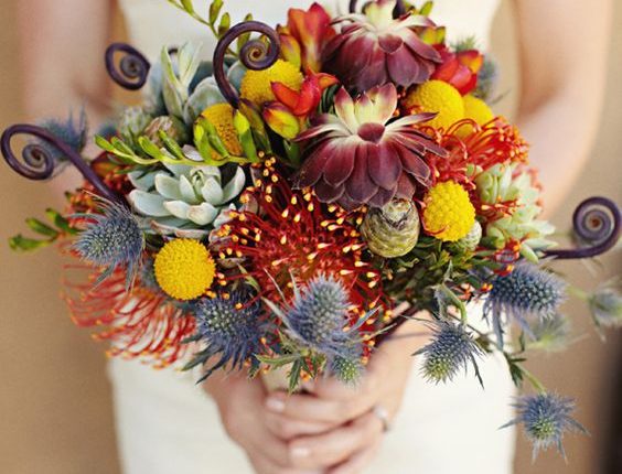 Fiddleheads add a little whimsy to this fall wedding bouquet