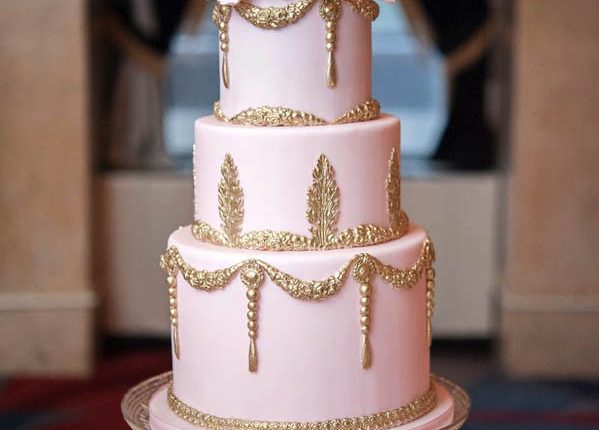 Pink and Gold Baroque Wedding Cake