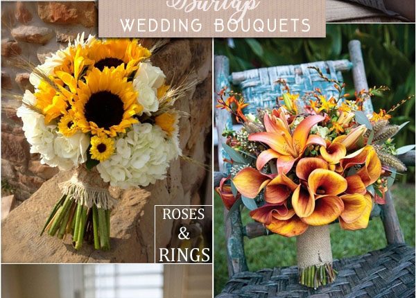 Rustic burlap wedding bouquets