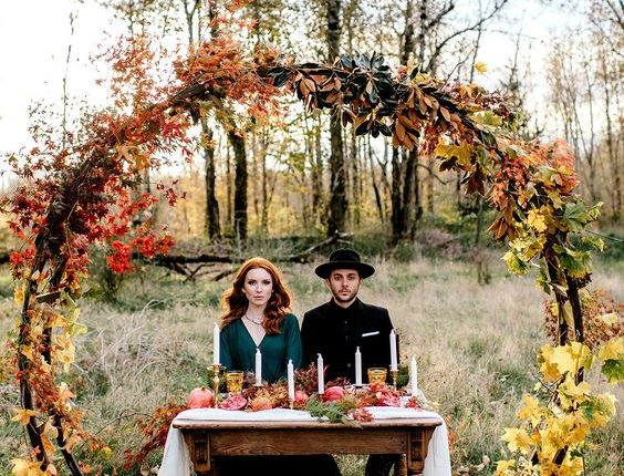 Vintage autumn sweetheart table decor