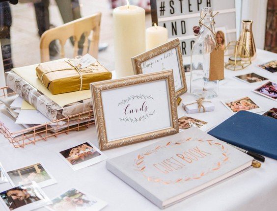 Wedding guestbook polaroid table
