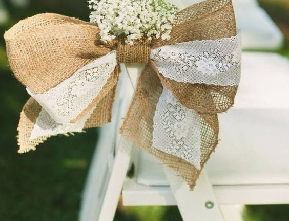 burlap and lace wedding chair decor