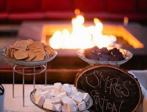 outdoor wedding lounge complete with a s’mores bar