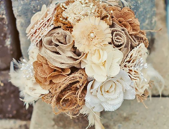 rustic country burlap wedding bouquet