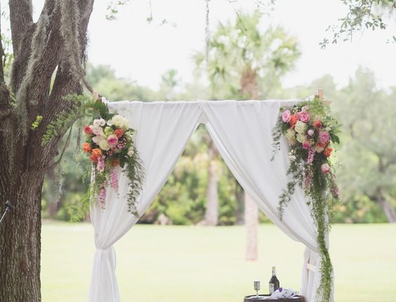 simplar fabric wedding arch
