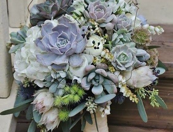 succulent wedding bouquet for a modern foliage wedding