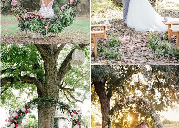 flower and greenery circular wedding backdrop ideas