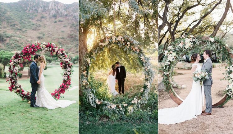 greenery wedding wreath backdrop ideas