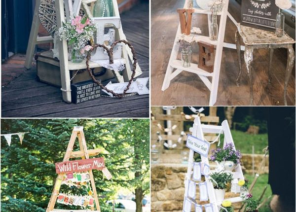 vintage wooden ladder wedding ideas