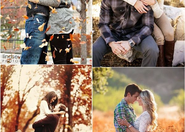 Fall engagement photo poses and pictures ideas
