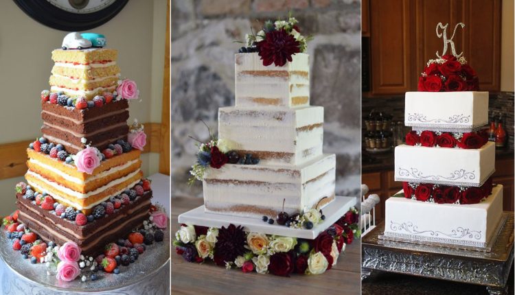 vintage classic square wedding cakes