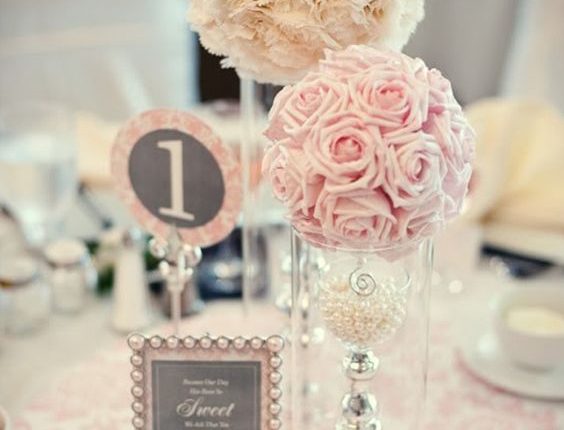 sweetest vintage blush pink wedding centerpiece