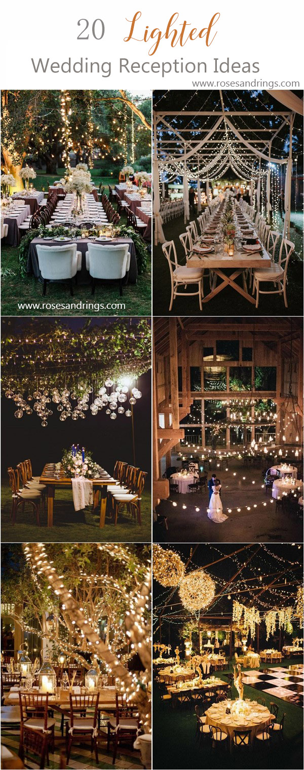 rustic country wedding ideas - wedding reception decor ideas with lighting