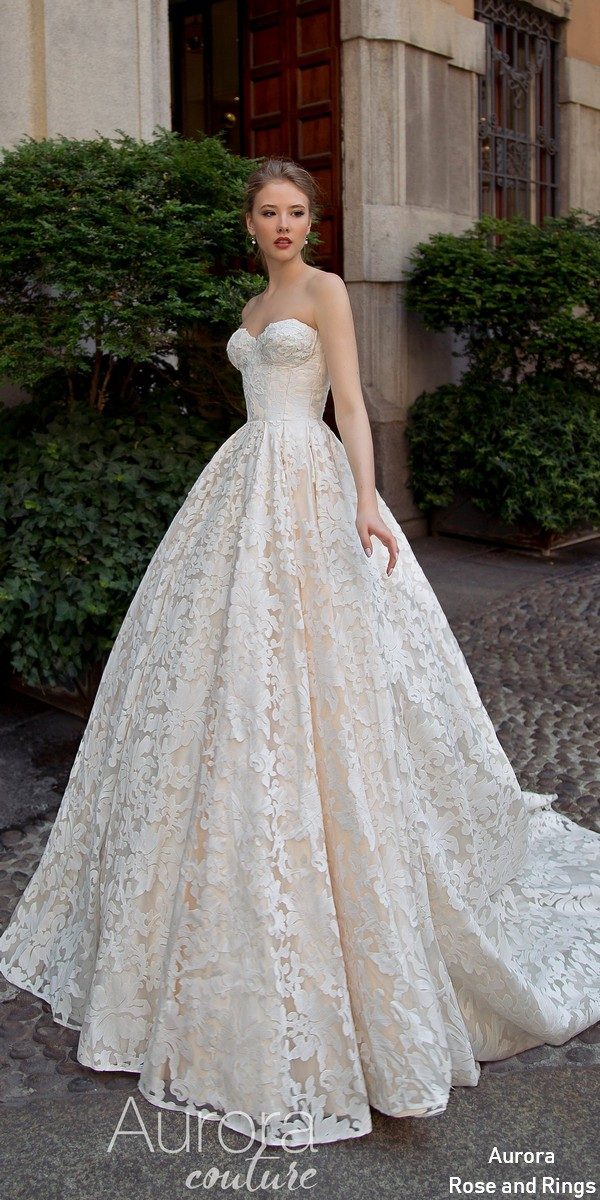 Ball gown strapless lace wedding dress BARBARA
