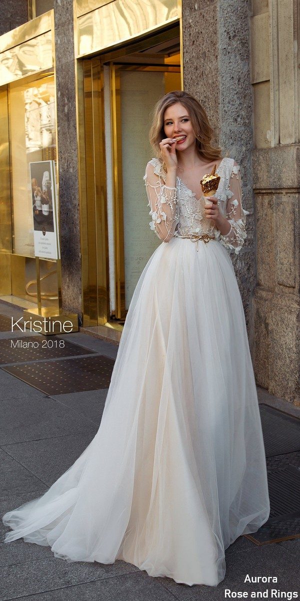 Bohemian lace long sleeves wedding dress KRISTINE
