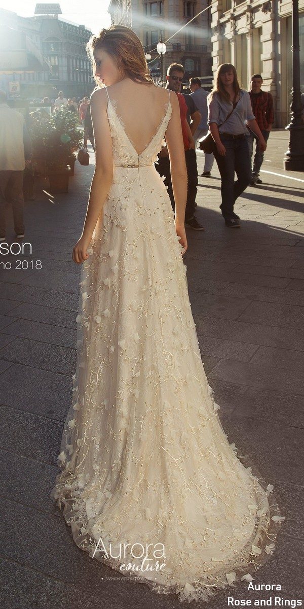 Simple v neck wedding dress ALISON