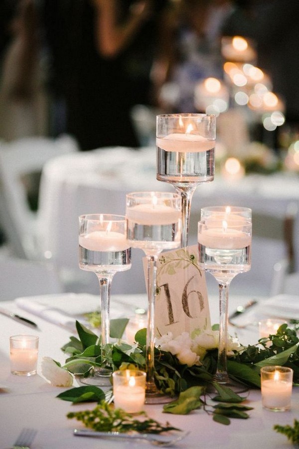 Greenery Floating Candle Centerpieces