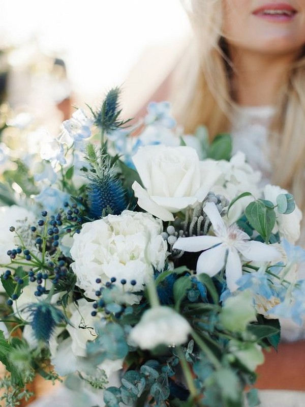 blue and green wedding bouquet ideas