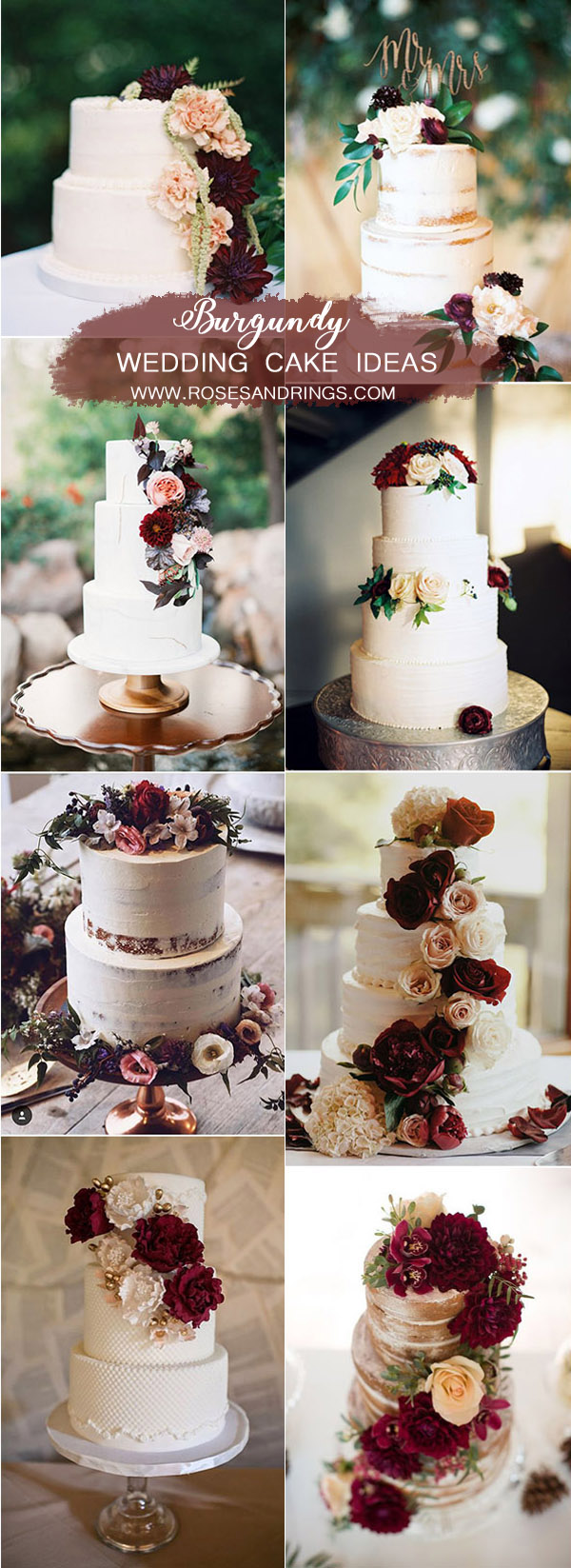 chic pretty burgundy wedding cake ideas