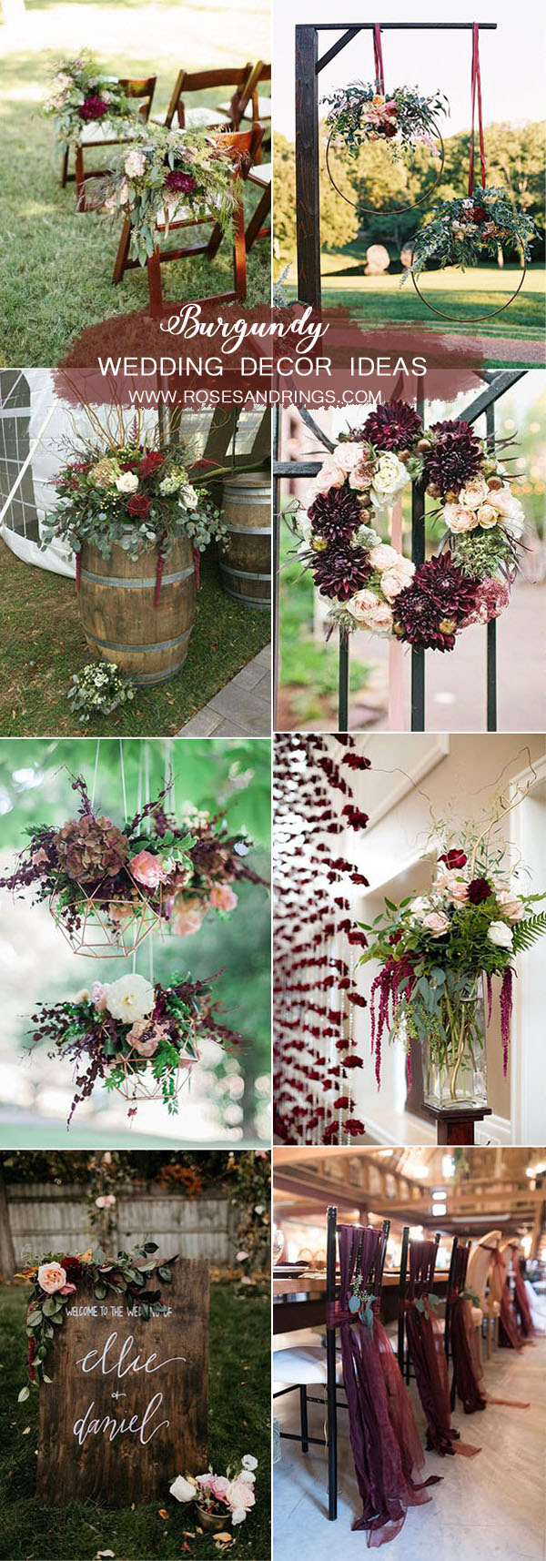 creative burgundy and marsala fall wedding decoration ideas