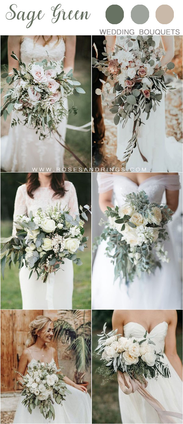 silver sage greenery wedding bouquets