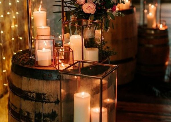 rustic candles wedding decoration