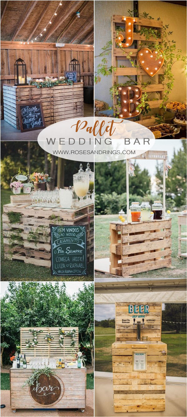 rustic country wooden pallet wedding bar ideas