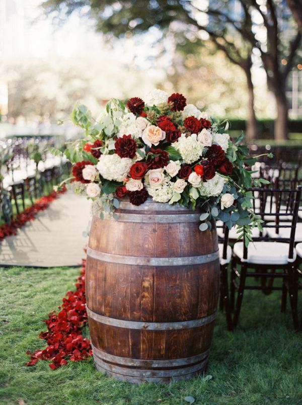 rustic garden wedding ideas with wine barrel decorations for fall
