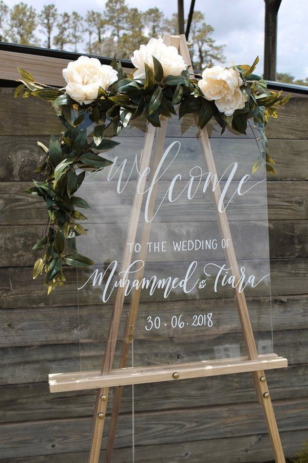 Acrylic Wedding Welcome Sign with Personalized Names & Date