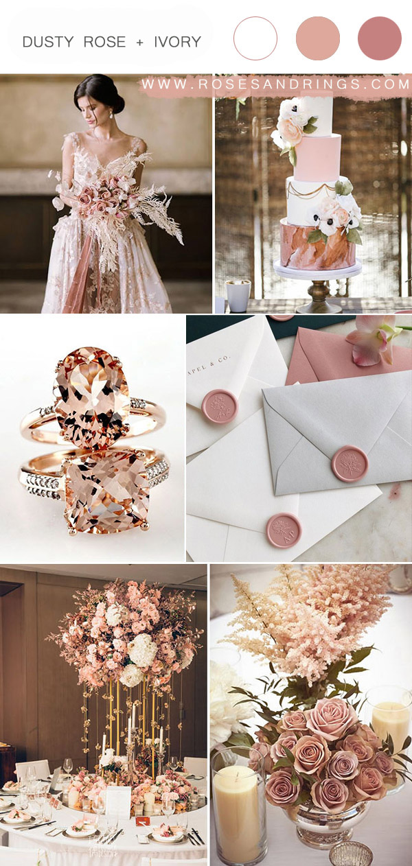 dusty rose rose gold and ivory wedding color ideas