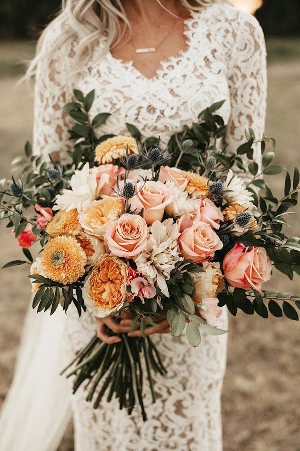 20 Rust Burnt Orange Fall Wedding Bouquets Roses & Rings