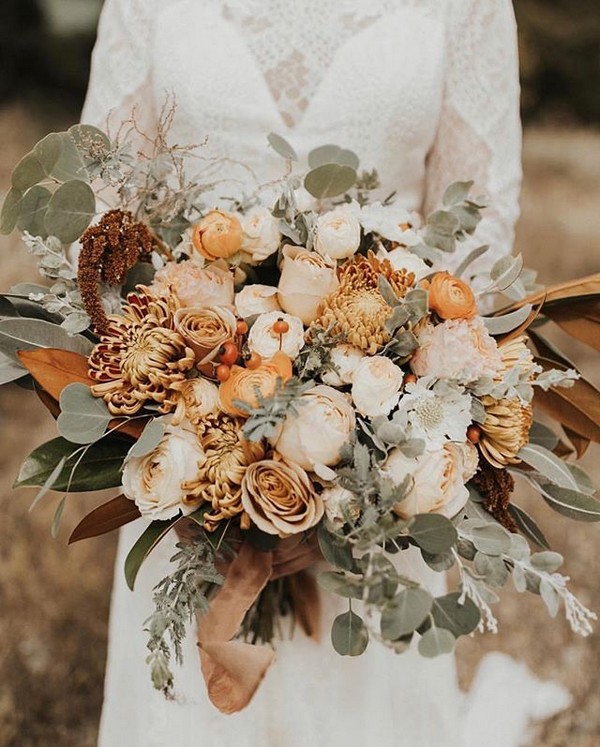 20 Rust Burnt Orange Fall Wedding Bouquets Roses And Rings