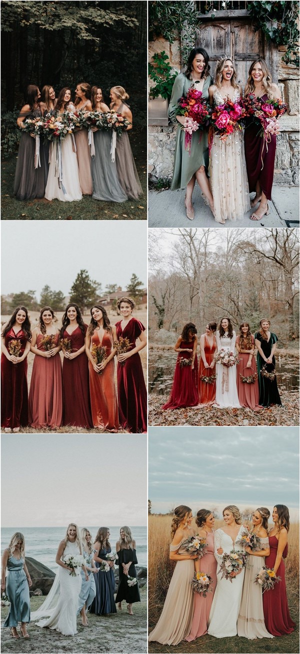 mismatched fall bridesmaid dresses