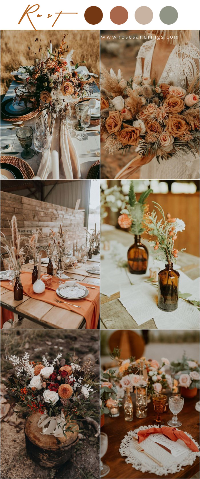 Top10 Bohemian Rust Wedding Colors for Fall Wedding 2021 | Roses & Rings