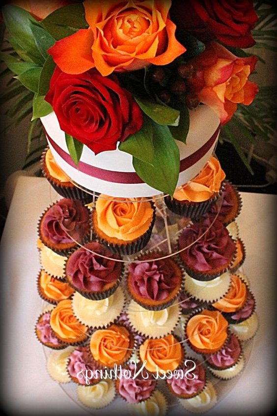 Autumn wedding cupcake tower