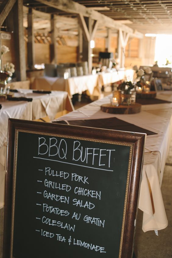 Barbecue Buffet Reception Dinner with Chalkboard Menu