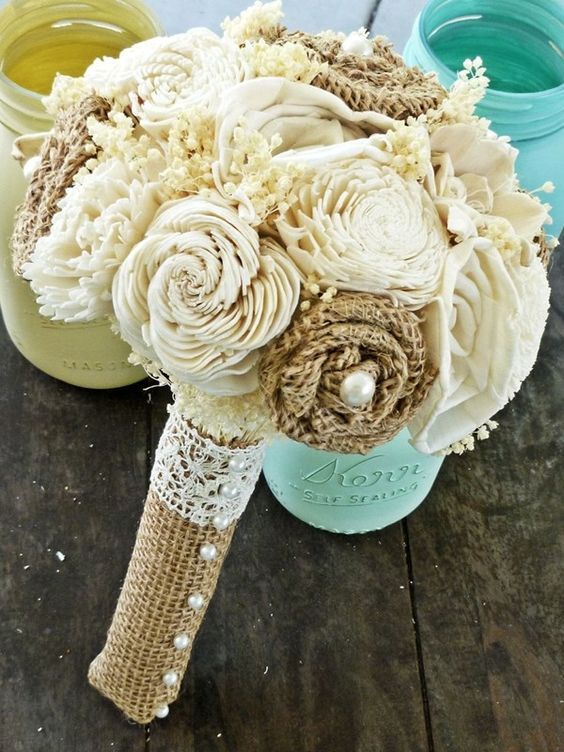 Beach Wedding Burlap Flowers