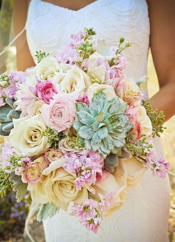 Beautiful wedding bouquet filled with pastel florals