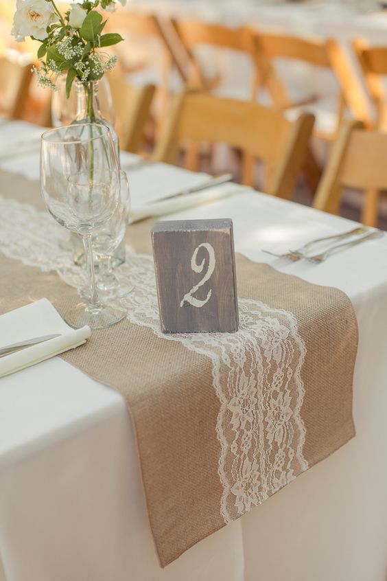 Burlap & Lace Table Runner