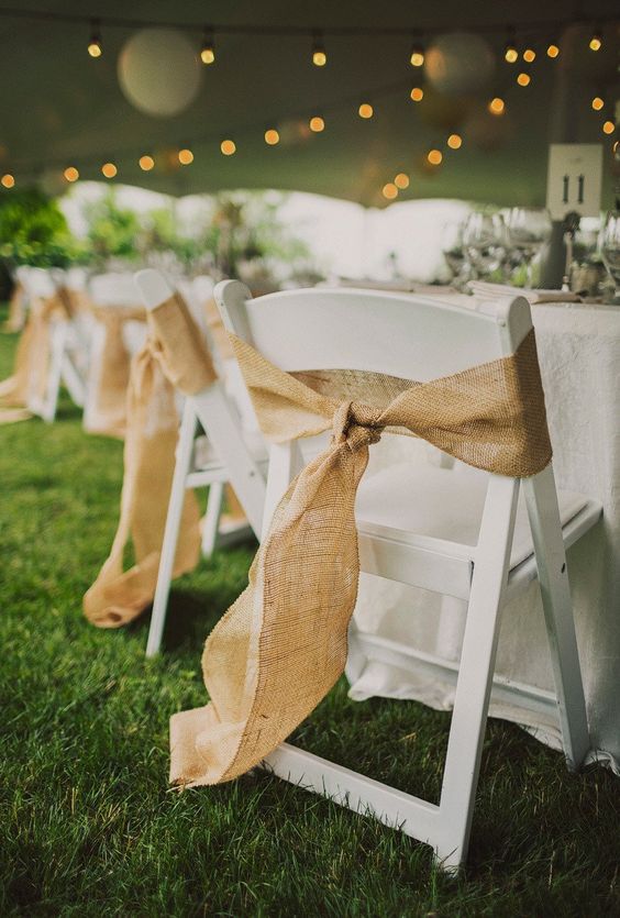 Burlap Wedding Chair Bows