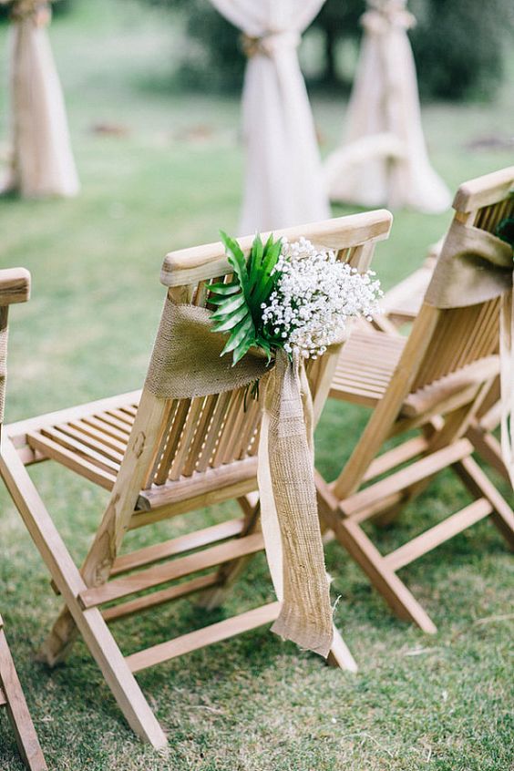 Burlap wedding chair decor