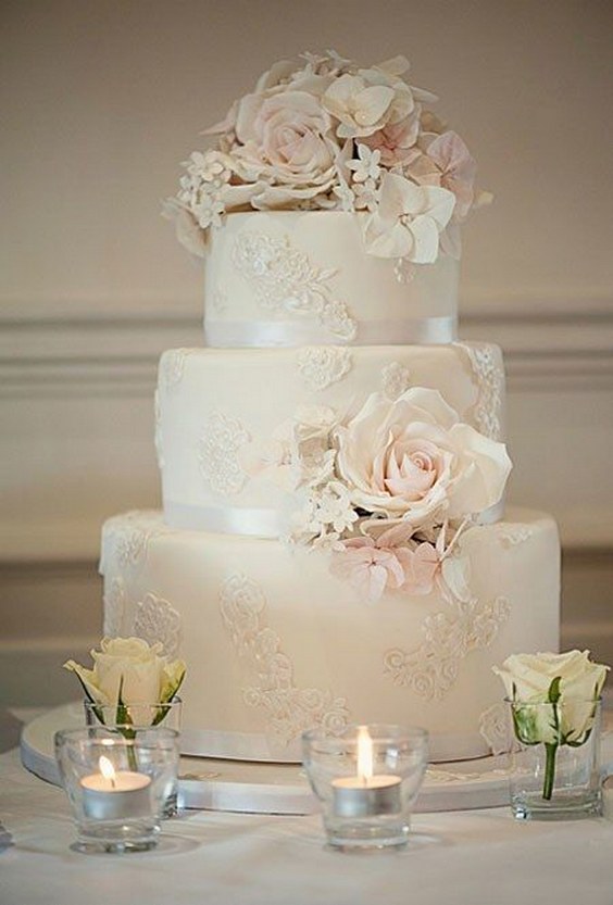 Cream and Blush Vintage wedding cake