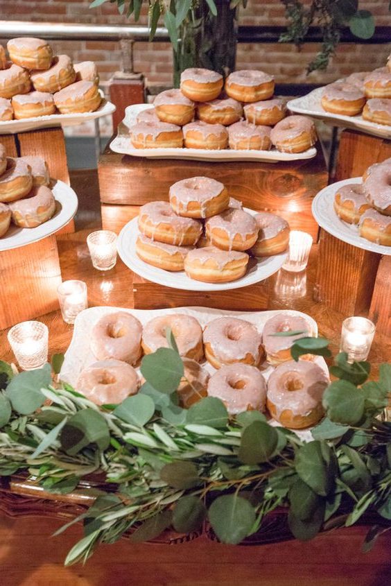 Donut dessert display wedding bar