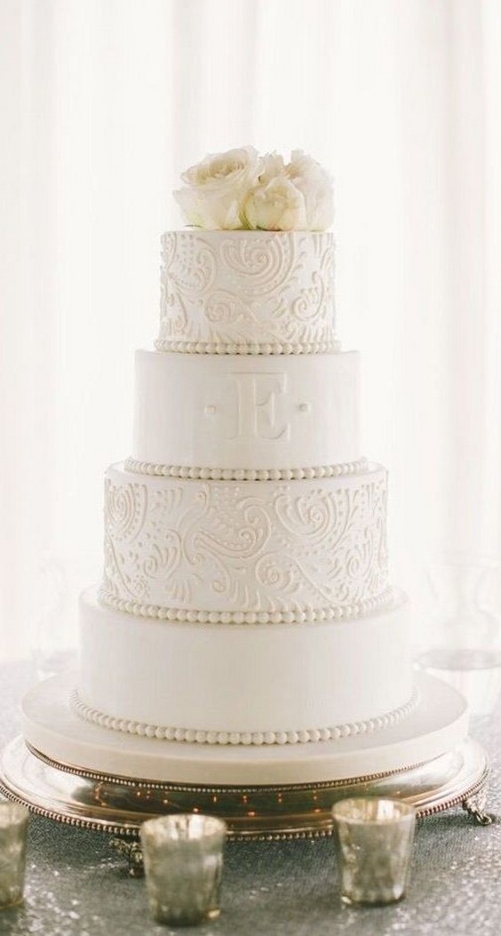 Elegant Monogram Wedding Cake