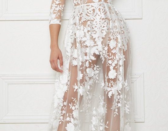 Lurelly bohemian wedding dress sheer-embroidered