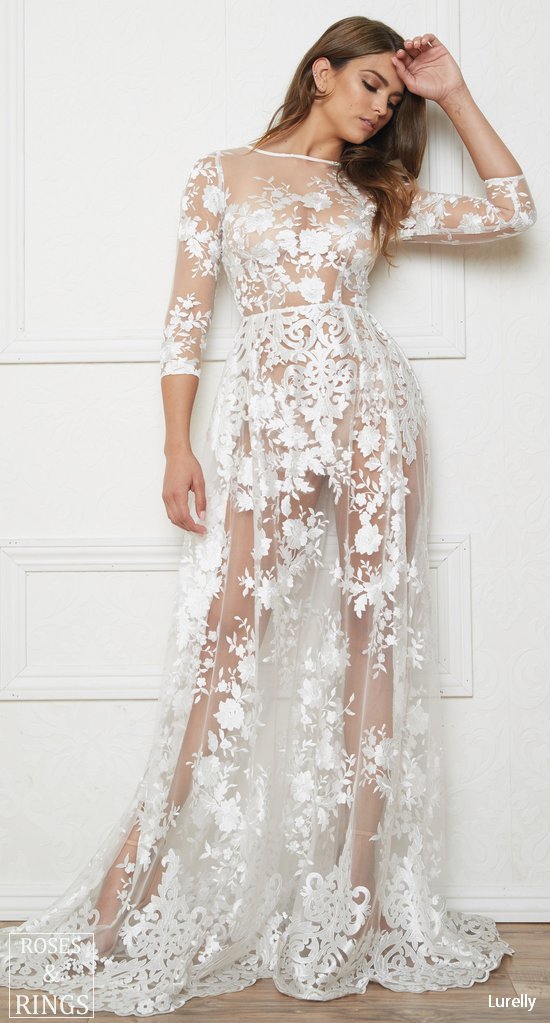 Lurelly bohemian wedding dress sheer-embroidered