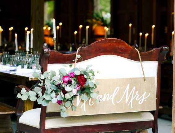 Mr. and Mrs. Sign for Wedding Love Seat