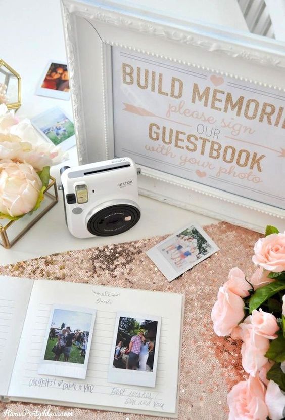 Photo Wedding or Bridal Shower Guest Book with Fuji Instax instant film camera