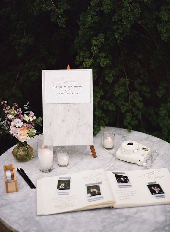 Polaroid guest book for elegant weddings